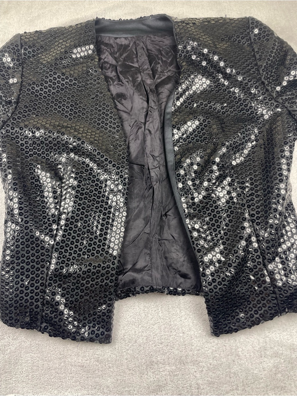 Black Sequin Women's Blazer Jacket - Elegant Evening Coat - Picture 7 of 7